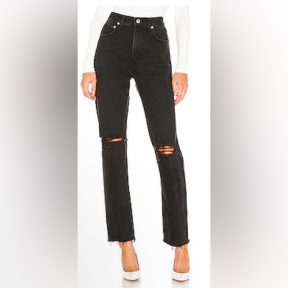 AGOLDE Cherie High Rise Straight Jeans – Distortion Black Wash, Size 24 NWT